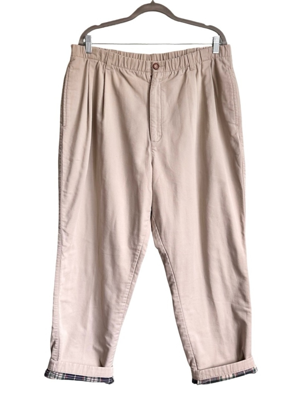 Vintage L.L. Bean Women’s Flannel Lined Elastic Waist Khaki Chino Pants Size 20